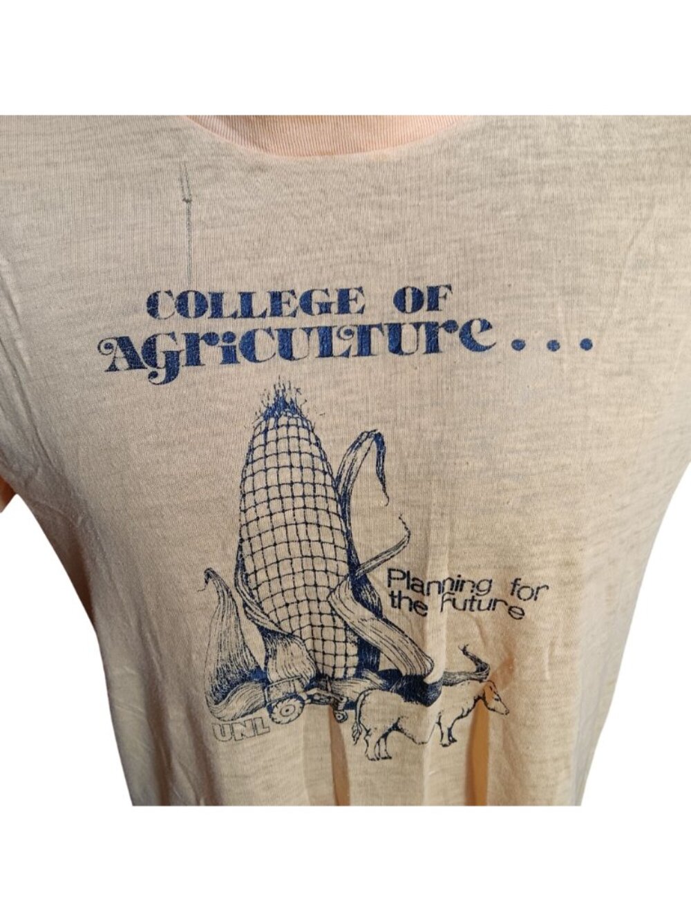 Vintage T-shirt Single Stitch Large 1970's Mesh University Nebraska Agriculture